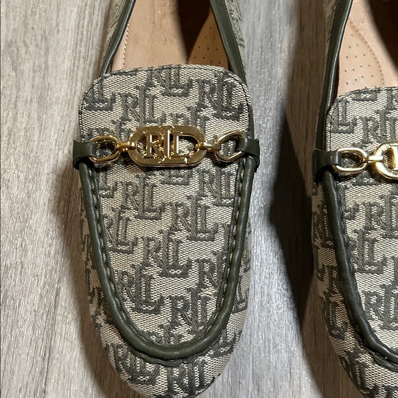 Ralph Lauren Green and Gold Loafers - Picture 3 of 10
